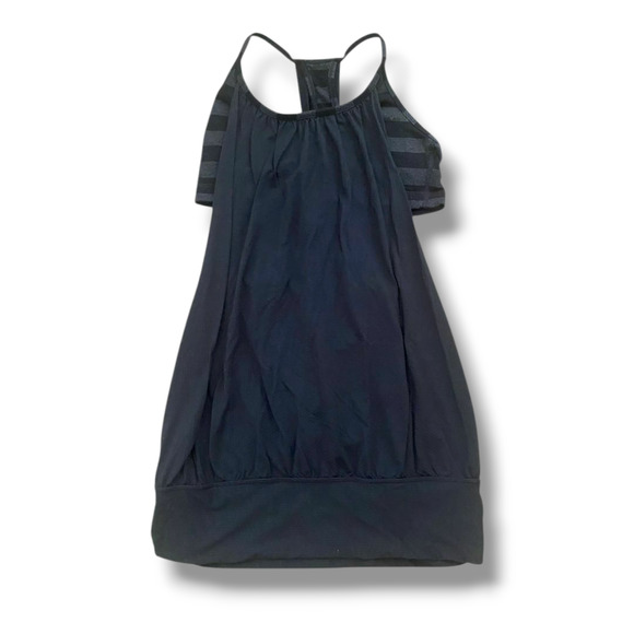 Lululemon Athletica 6 No Limits Racerback Tank 4 Black Stripe Black Tank - Picture 1 of 5